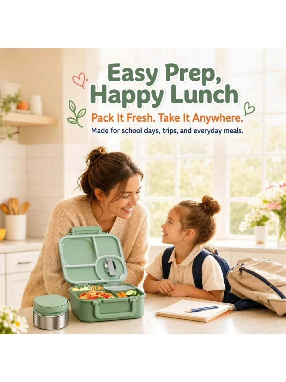Leak-Proof Kids Bento Box & Insulated 9oz Food Jar - Perfect Lunch Container!